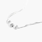 Sterling silver multi-strand necklace with three brushed round beads on cream background