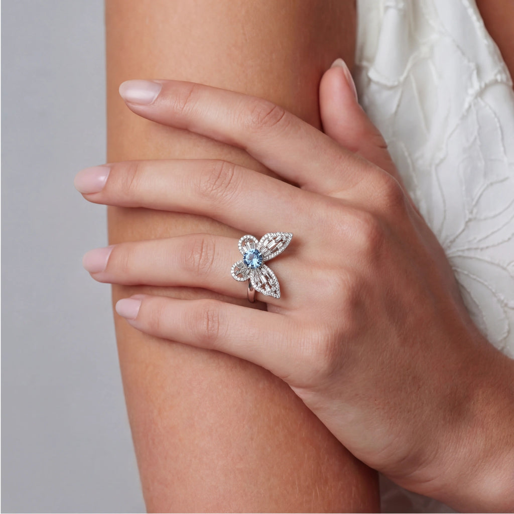 BUTTERFLY AQUAMARINE RING