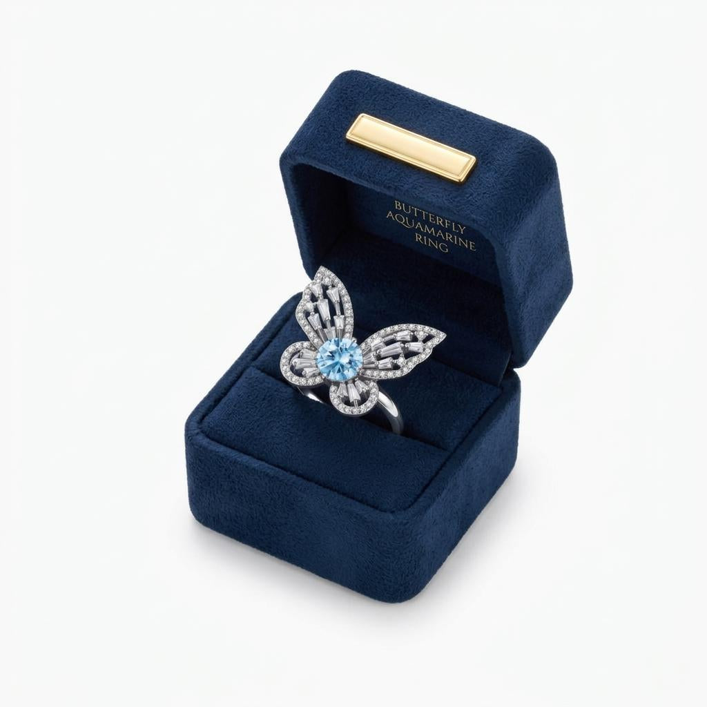 BUTTERFLY AQUAMARINE RING